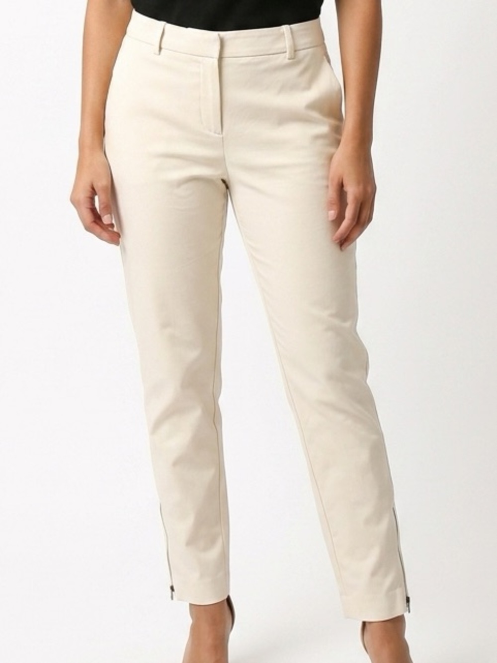 DONNA Karen pointe ankle pants ivory slacks. Size 6. Zipper hem